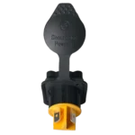 ProX Seetronic IP65 waterproof power-out connector socket with sealing cover in professional audio setup