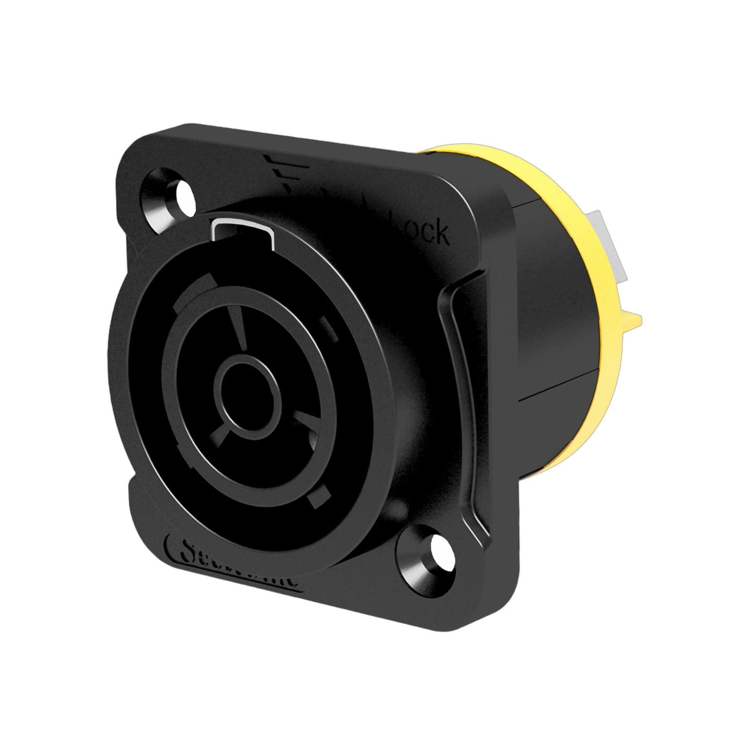 ProX Seetronic IP65 Waterproof Power Connector Socket ProX Seetronic IP65 waterproof power-in connector socket with sealing cover, front view