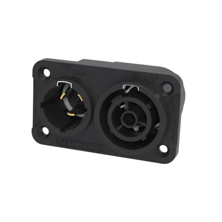 ProX Seetronic IP65 waterproof power in/out combo connector socket with UL certification front view