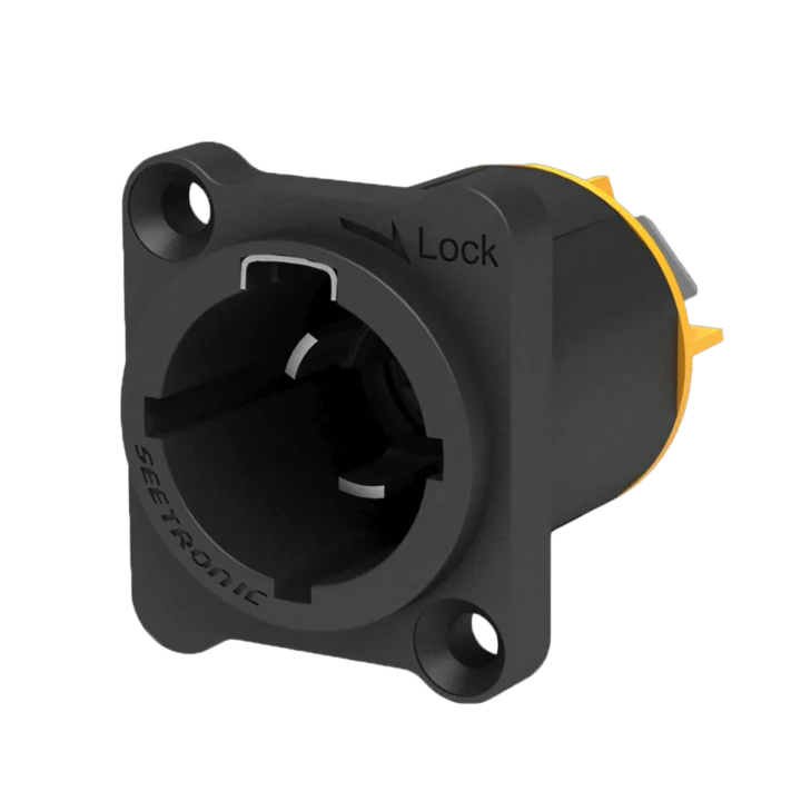 ProX Seetronic IP65 waterproof power-out connector socket with sealing cover, front view