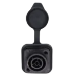 ProX Seetronic IP65 waterproof power-in connector socket with sealing cover, side profile view