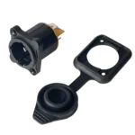 ProX Seetronic IP65 waterproof power-out connector socket with sealing cover, side profile view