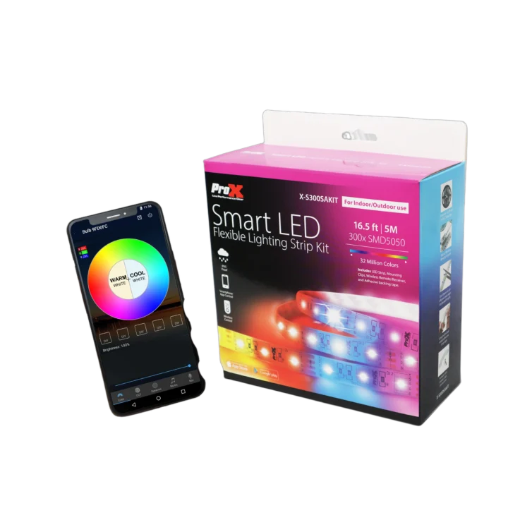 ProX Smart LED flexible lighting strip kit 16.5 feet with RGB color control and dimming