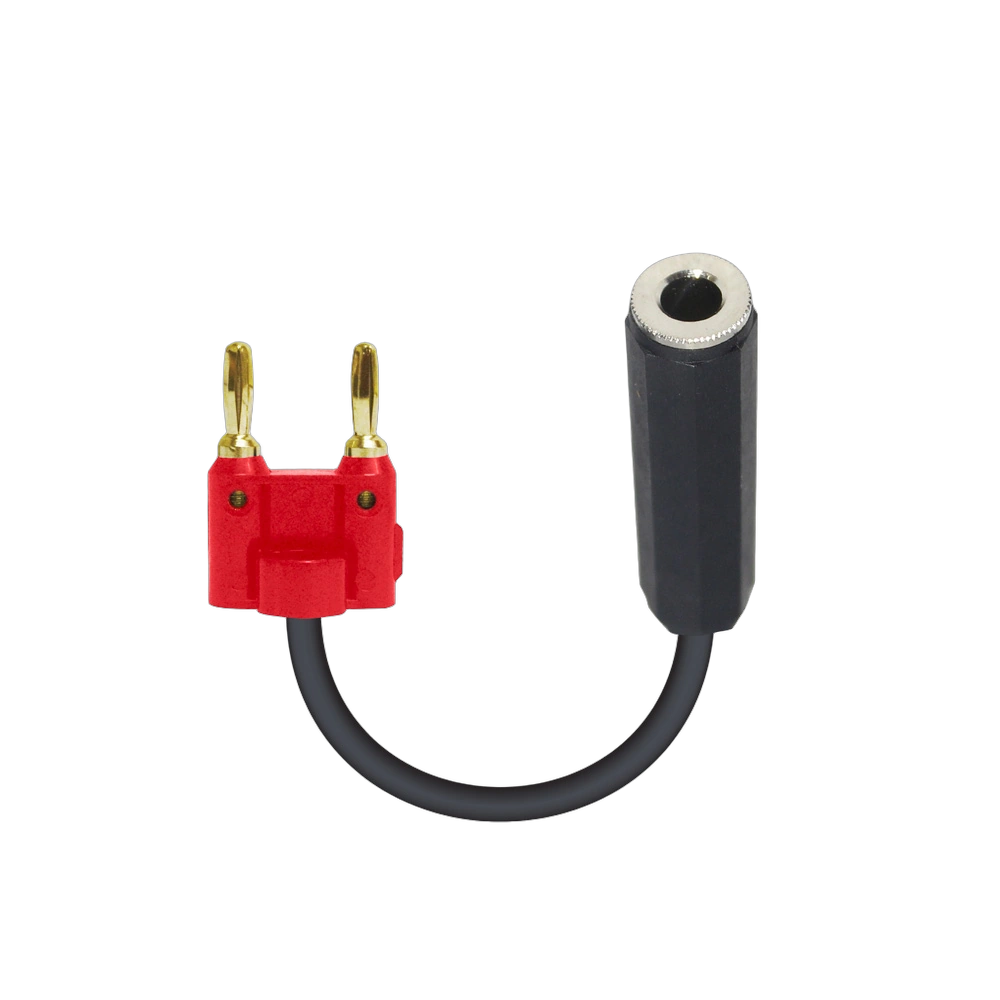 ProX Banana to 1/4 Female Speaker Cable Adapter Red ProX 6 inch speaker cable adapter with banana plug connector and 1/4 inch female jack in red
