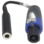 ProX 6-inch speaker cable adapter with SpeakON connector and 1/4-inch female jack, secondary angle view