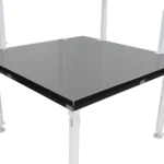 ProX stage skirt hook profile bar with integrated hook-and-loop strip mounted on stage setup