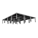 ProX StageOne 12 by 16 foot modular stage platform with adjustable legs side profile