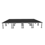 ProX StageOne modular stage platform with 12 decks and adjustable legs in professional venue setup