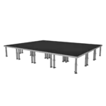 ProX StageOne modular stage platform with twelve decks and adjustable leg system front view