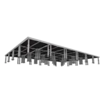 ProX StageOne modular stage decks with adjustable legs showing complete 16 by 24 foot platform setup
