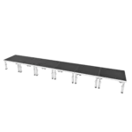 ProX StageOne 24 foot by 4 foot modular stage platform with six interconnected decks and adjustable leg supports in professional venue application
