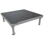 ProX StageOne 4x4 portable stage deck with adjustable 16-22 inch leg mechanism close-up detail