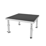 ProX StageOne 4 foot by 4 foot portable stage deck with adjustable legs front view