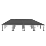 ProX StageOne modular stage decking system showing adjustable leg mechanism and deck surface detail