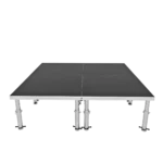 ProX StageOne modular stage deck with adjustable leg assembly and connection hardware detail