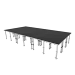 ProX StageQ 12x24ft portable stage platform with nine decks and adjustable height system