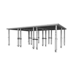 ProX StageQ 12x8ft portable stage platform with three deck sections and adjustable height system