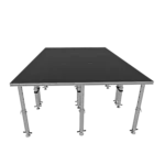ProX StageQ 12x8ft portable stage platform configured for event staging with multiple deck sections assembled