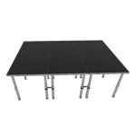 ProX StageQ 12x8ft portable stage platform with three deck sections and adjustable height frame