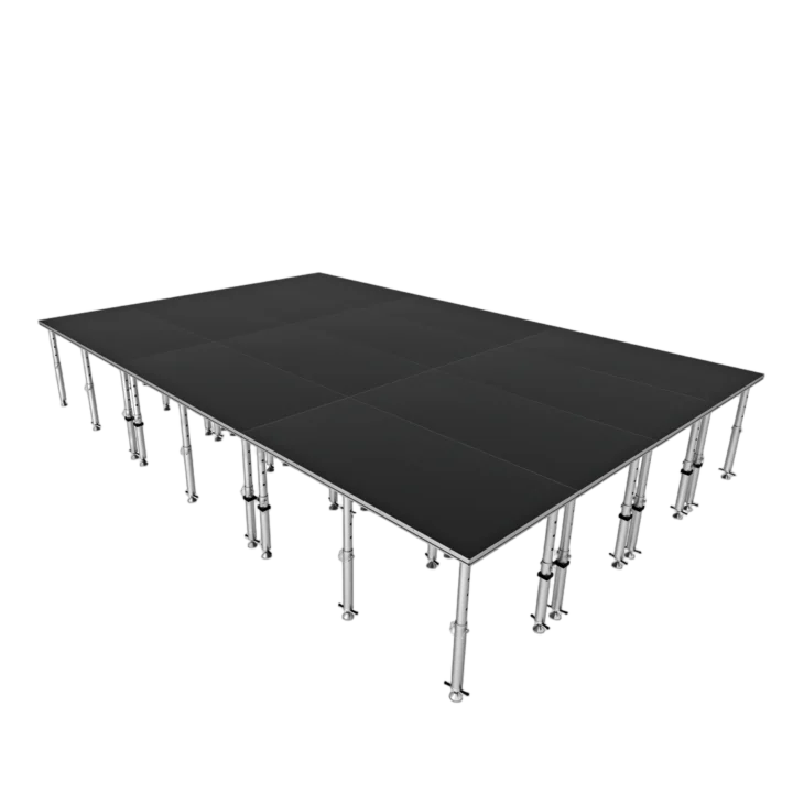 ProX StageQ 16x24 foot portable stage platform with 12 decks and adjustable height staging system