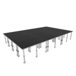 ProX StageQ 16x24 foot portable stage platform system with multiple deck sections and adjustable height frame