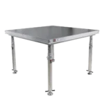 ProX StageQ 2 ft x 2 ft stage deck platform with four adjustable 28-48 inch legs, front angle view