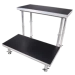 ProX StageQ 2 ft x 4 ft stage deck rear panel showing adjustable leg attachment points and support structure