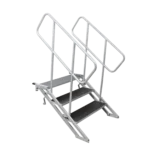 ProX StageQ 3 heavy duty foldable stage stairs with safety rail, 18 to 28 inch adjustable height