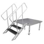 ProX StageQ 3 heavy duty foldable stage stairs with safety rail and adjustable height