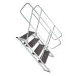 ProX StageQ 4 step heavy duty foldable stage stairs with safety rail, 29 to 34 inch adjustable height