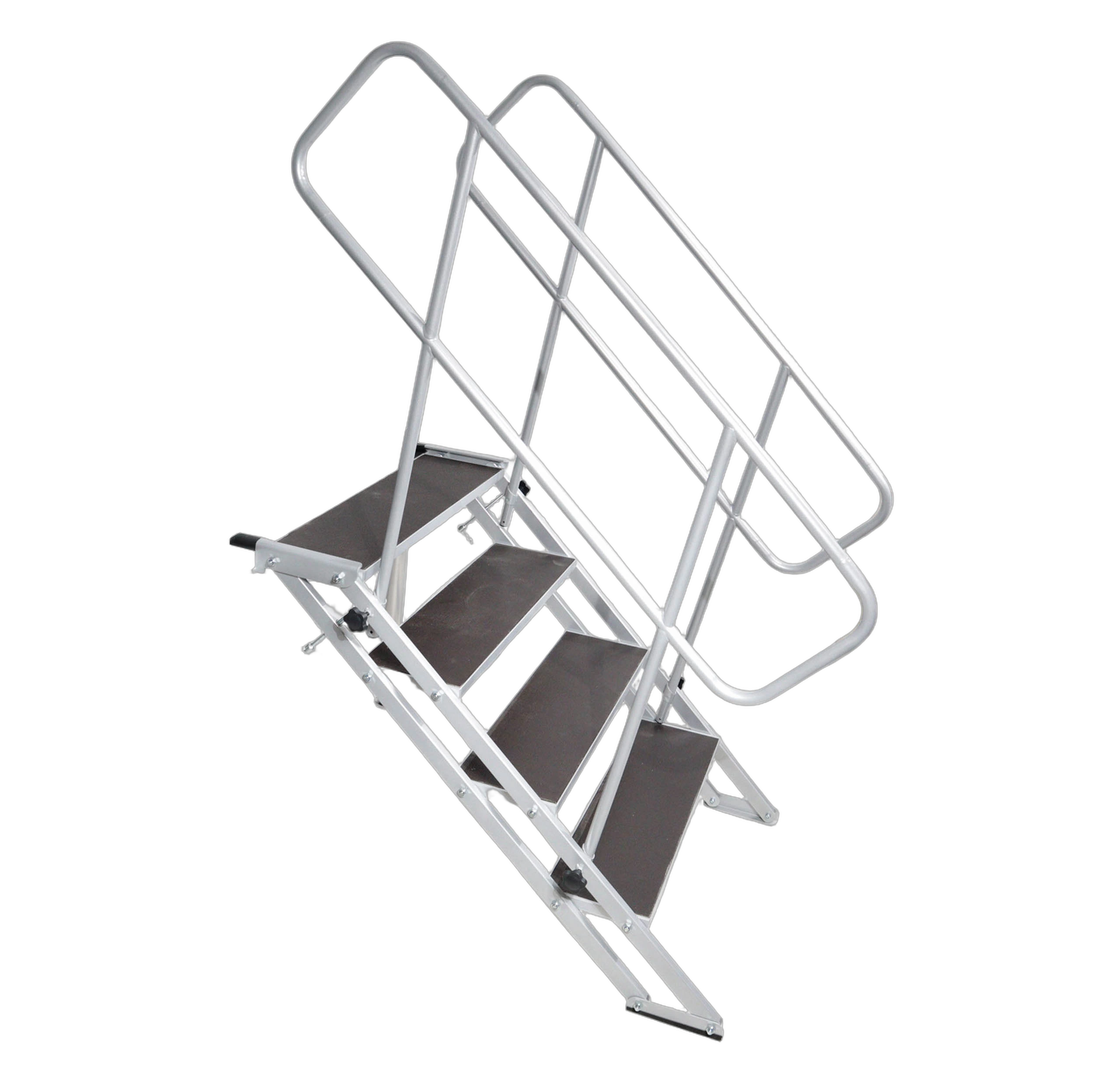ProX StageQ 4 Step Heavy Duty Foldable Stage Stairs Front View ProX StageQ 4 step heavy duty foldable stage stairs with safety rail, 29 to 34 inch adjustable height