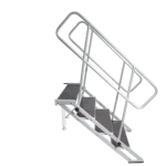 ProX StageQ 4 step heavy duty foldable staircase with safety rail detail view