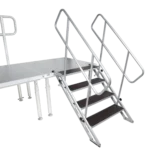 ProX StageQ 4 step heavy duty foldable staircase with safety rail, side profile view