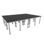 ProX StageQ portable stage platform deck connection detail showing modular coupling system