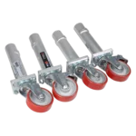 ProX StageQ locking stage legs with 16 inch height and 5 inch rubber steel casters, set of four
