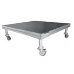 ProX StageQ 16-inch locking stage legs with rubber steel casters in professional event setup application
