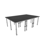 ProX StageQ portable stage platform deck connection detail showing modular coupling system