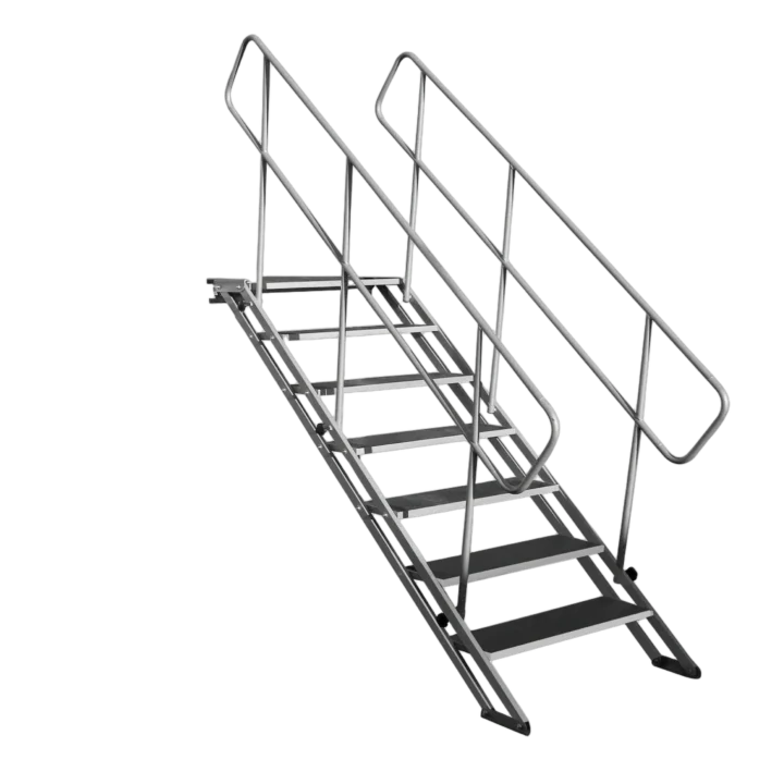 ProX StageQ heavy duty foldable 48-inch 7-step staircase unit with black finish and safety rails