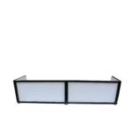 ProX black frame foldable DJ facade tabletop booth with white scrim panels and carrying bag