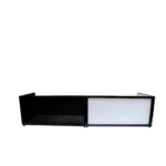 ProX foldable DJ facade tabletop booth with black frame, white scrims, and portable carrying bag setup