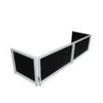 ProX white frame foldable tabletop DJ facade with black and white scrims displayed in event setup
