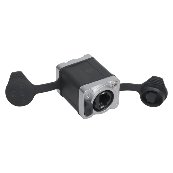 ProX Tactical IP65 waterproof RJ45 ethernet coupler connector showing sealed housing and locking mechanism
