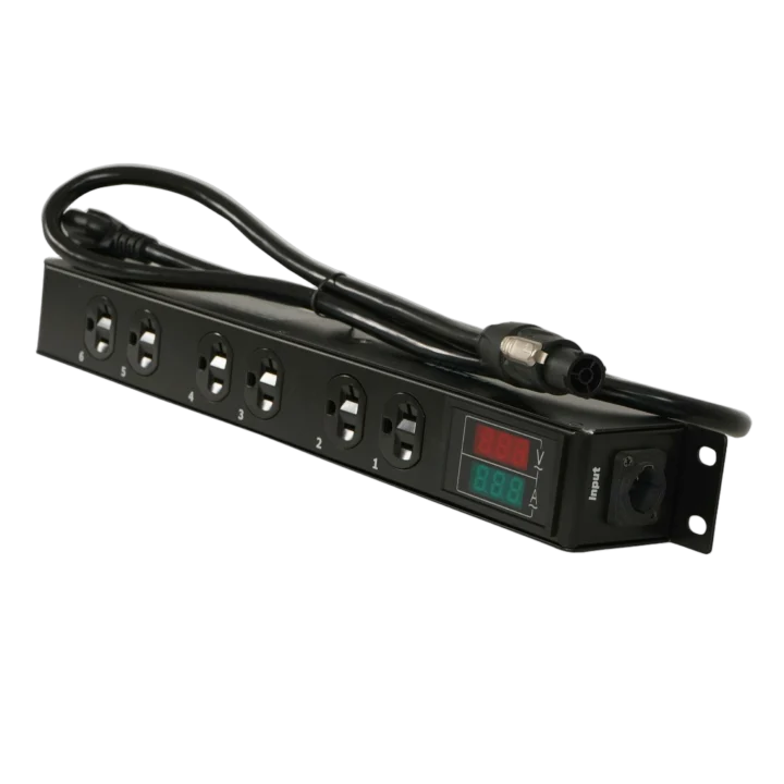 ProX TARA 6-outlet Edison power distribution box with True1 connectors and LED display panel