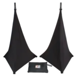 ProX black three-sided speaker stand cover scrim with protective fabric panels front view