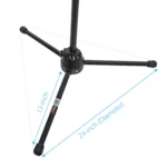 ProX professional tripod microphone stand rear panel showing adjustment mechanisms and stability features