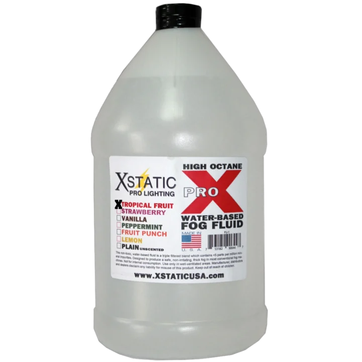 ProX Tropical Fruit water-based fog machine liquid 1 gallon replacement bottle front view