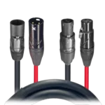 ProX True1 power signal combo jumper cable with TR1 and DMX 3P connectors, 12AWG gauge