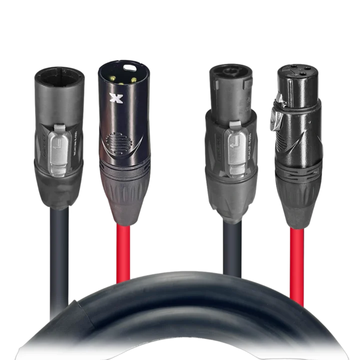 ProX True1 power signal combo jumper cable with TR1 and DMX 3P connectors, 12AWG gauge