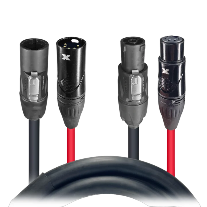 ProX True1 power and signal combo jumper cable with TR1 and DMX 3P connectors, 12AWG, 6 feet
