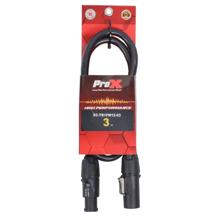ProX True1 Male-to-Female Power Link Cable 12AWG 3 ft professional audio connector